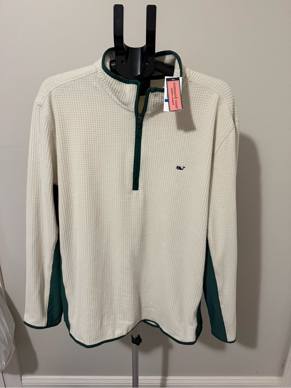 Vineyard Vines Men’s XL Grid Fleece 1/2 Zip Pullover Stone Waffle NWT